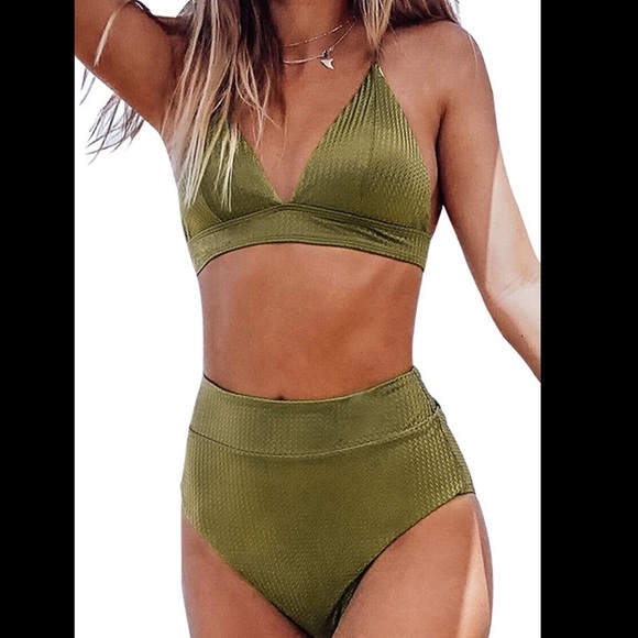 Fashion Nova Other - 2 for $20 Sale!! Olive high waisted bikini swimsuit triangle swim